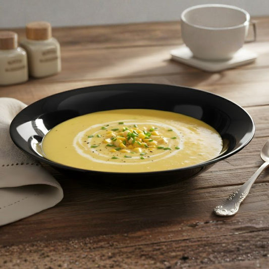 Melamine 9 Inch Black Serving Soup Plate