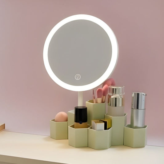 LED Makeup Mirror With Makeup Organizer Premium Product