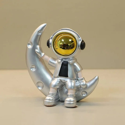 Astronaut Moon Sitting Showpiece Decorative Space Theme Figurine