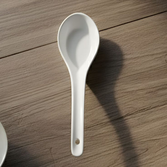 Melamine White Serving Soup Spoon