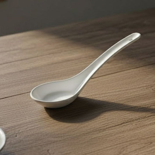 Melamine White Serving Soup Spoon
