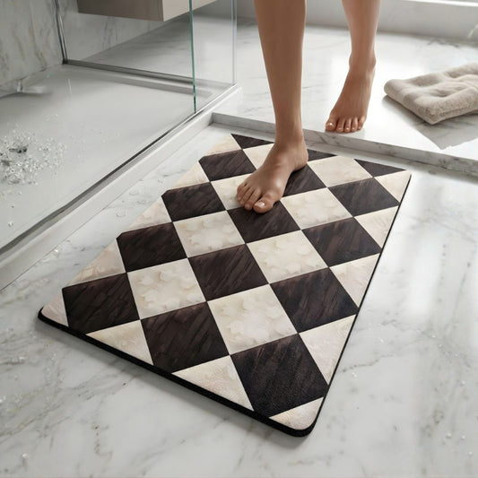 Vintage Diamond Wood Grain Nappa Leather Bath Mat