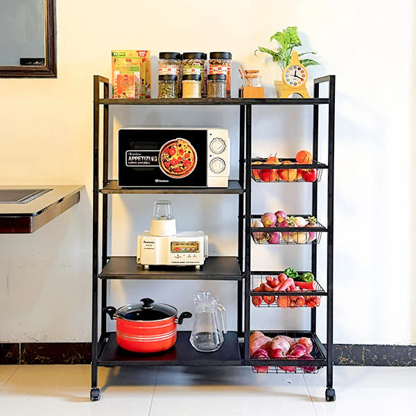 Multifunctional Super Rack Multifunctional Storage Rack Heavy Duty 4 Tier Organizer (Without Whee ...