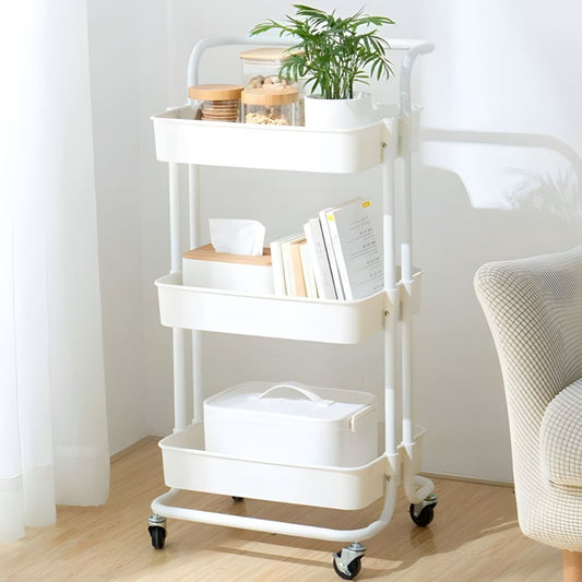 3 Tier Organizer Trolley Matrix Storage Rack with Wheels