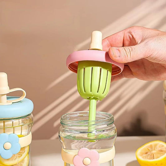 Lovely Cartoon Flower Glass Cup 500ML Drinking Cup