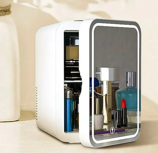 4L Makeup Fridge with Mirror 3 Color LED Beauty Cooler