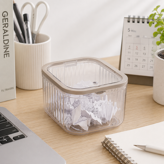 Transparent Plastic Desktop Trash Bin Mini Tabletop Waste Basket
