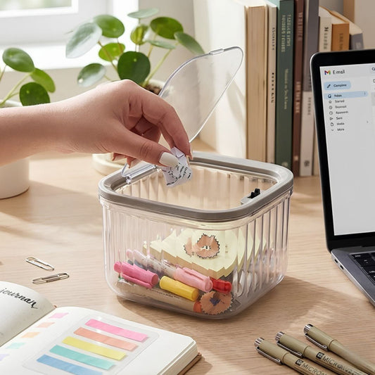 Transparent Plastic Desktop Trash Bin Mini Tabletop Waste Basket