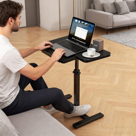 Adjustable Over Bed Table with Wheels Portable Rolling Laptop & Study Desk