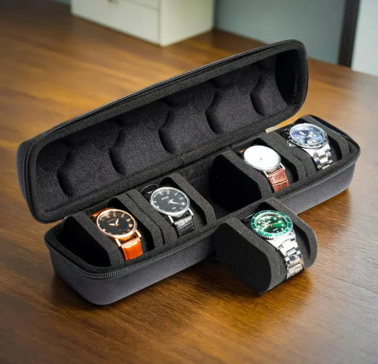 Portable Watch Organizer 5 Slot Travel Watch Storage Case