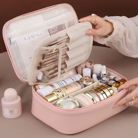 Multi Compartment Toiletry Cosmetic Bag Portable Travel Organizer