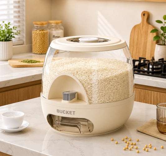 10KG Rice Bucket Dispenser Airtight Kitchen Grain Storage Container