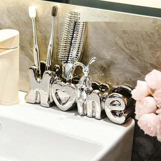 Ceramic Toothbrush Holder Elegant Bathroom Organizer