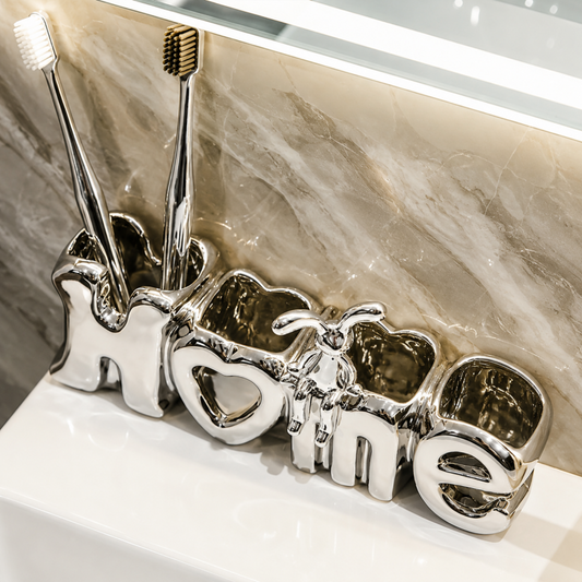 Ceramic Toothbrush Holder Elegant Bathroom Organizer