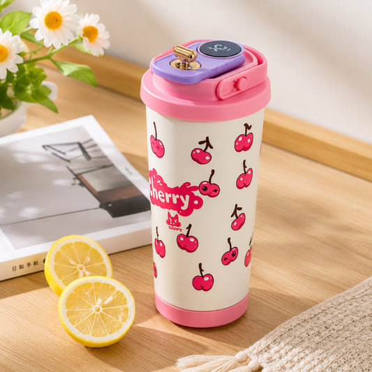 Digital Display Thermal Mug 600ML Cartoon Lily