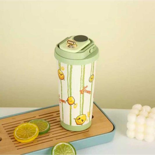 Digital Display Thermal Mug 600ML Cartoon Lily