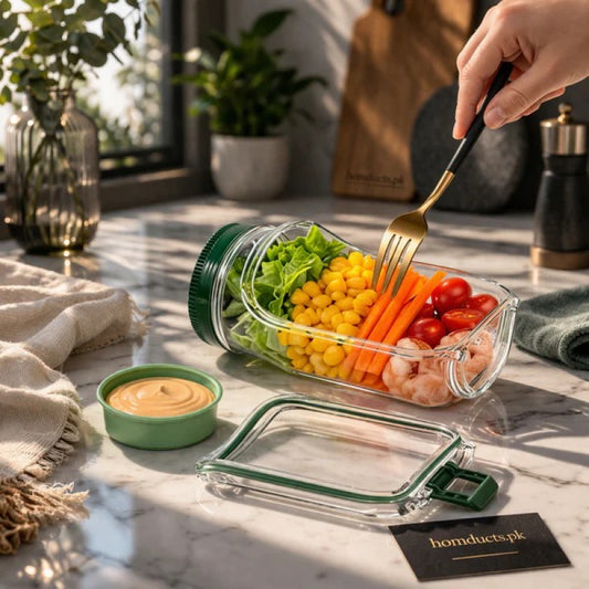 Leakproof Salad Jar with Dressing Cup