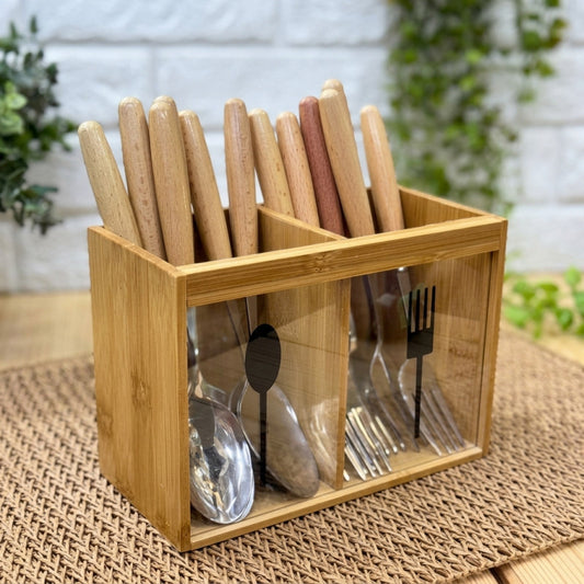 Bamboo Kitchen Utensil Holder Organizer