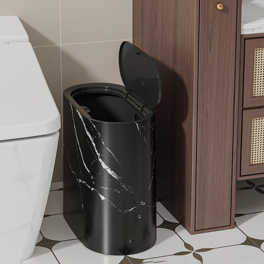 12L Marble Pattern Trash Bin with Lid
