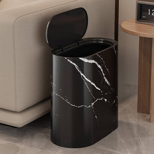 12L Marble Pattern Trash Bin with Lid
