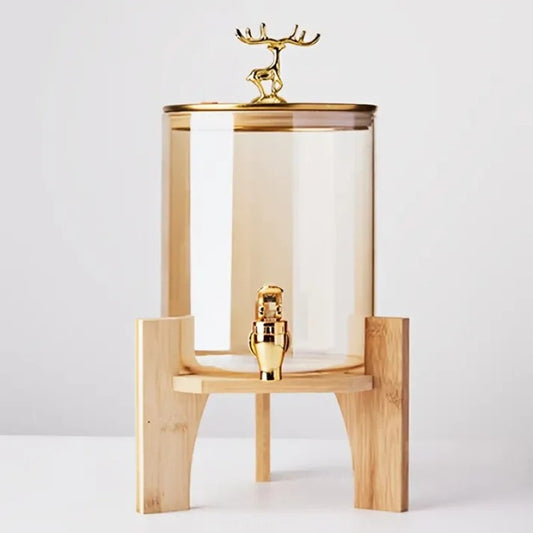 Glass Beverage Dispenser with Bamboo Stand 2.6 Liter