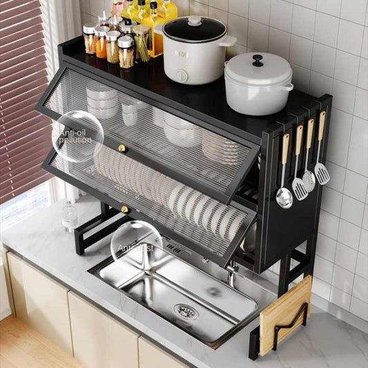 Over Sink Double Layer Dish Rack with Cabinet