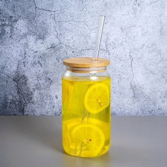 Round 350ML Tumbler with Wooden Lid & Straw
