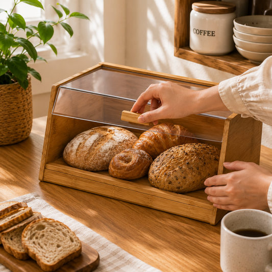 Bamboo Bread Box with Acrylic Lid