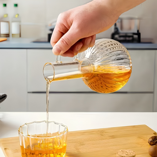 Glass Oil & Vinegar Dispenser Set with Bamboo Stand