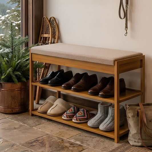 Wooden Shoe Rack With Sitting Bench