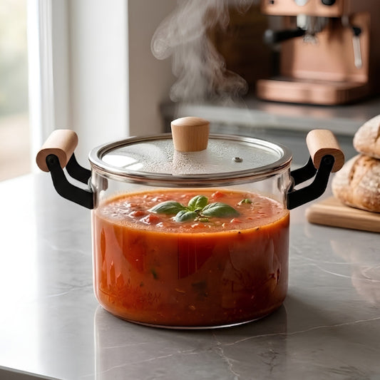 3.5L High Borosilicate Glass Cooking Pot With Lid & Handle