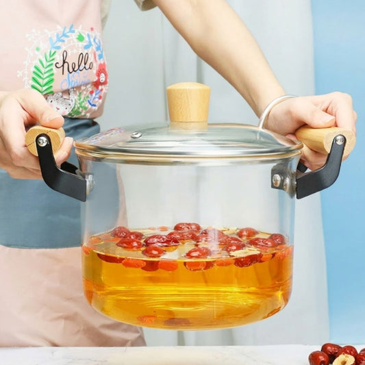 3.5L High Borosilicate Glass Cooking Pot With Lid & Handle