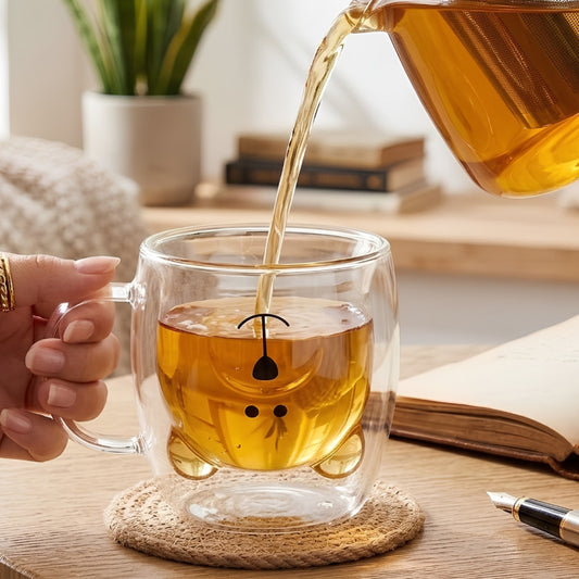 300ml Bear Shape Double Layer Glass Mug