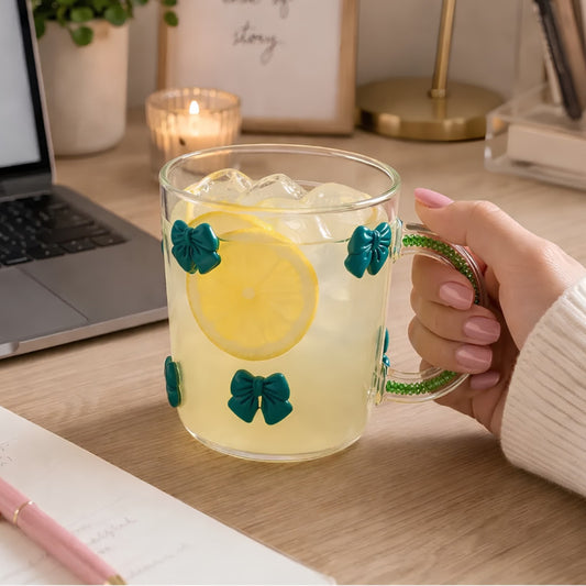 Cute Bow Design Glass Cup