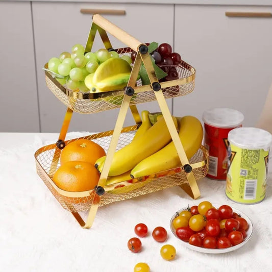 2 Layer Golden Storage Basket