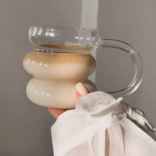 Borosilicate Glass Irregular Cup With Handle 430ml