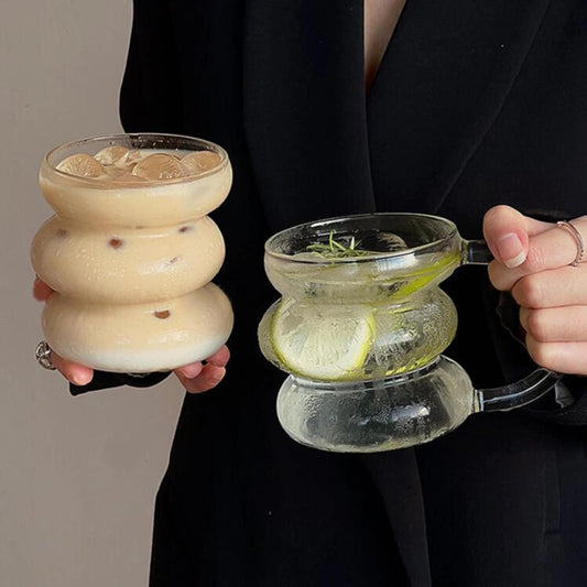 Borosilicate Glass Irregular Cup With Handle 430ml