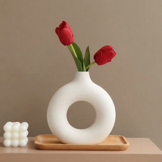 Platsic Donut White Vase