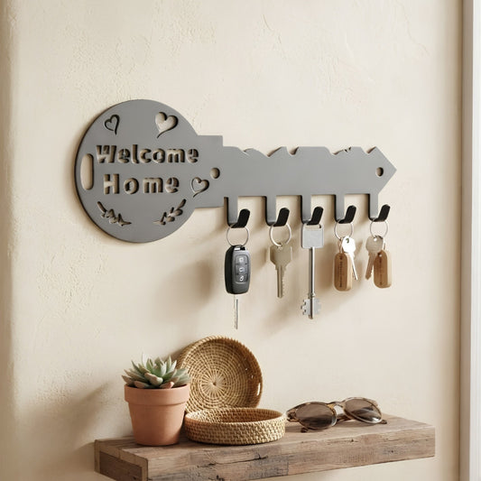 Wall Mounted Metal Key Holder with 5 Hooks for Home Entrance and Wall Décor