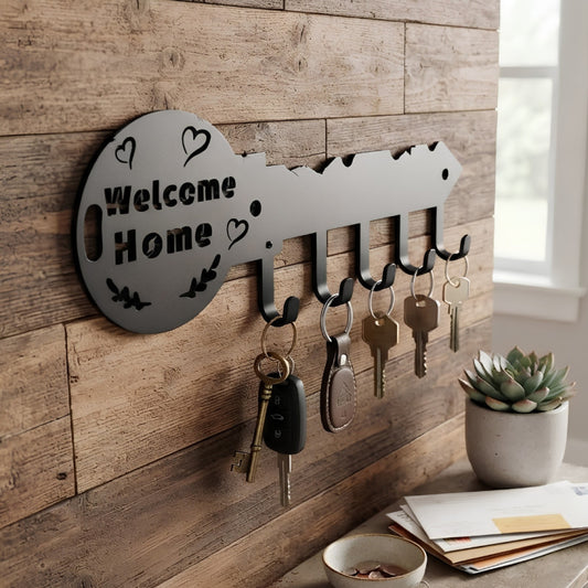 Wall Mounted Metal Key Holder with 5 Hooks for Home Entrance and Wall Décor