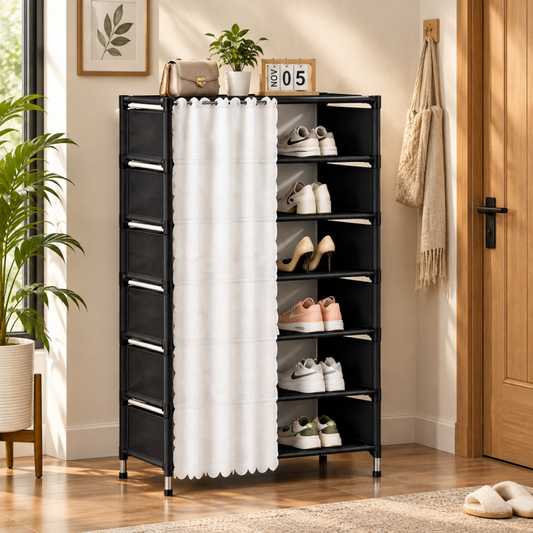 7 Layer Shoe Rack With Curtain