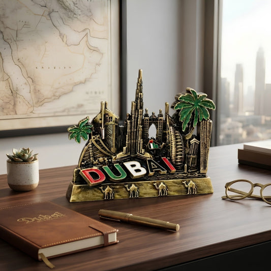 Metal dubai city skyline