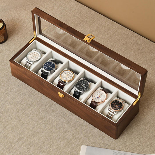Walnut Watch Organizer Box 6 Slots