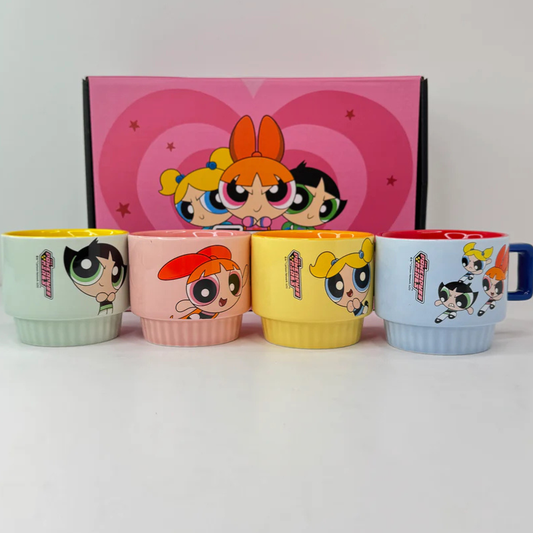 Powerpuff Girls 4 Mug Set Cartoon Ceramic Drinkware Collection