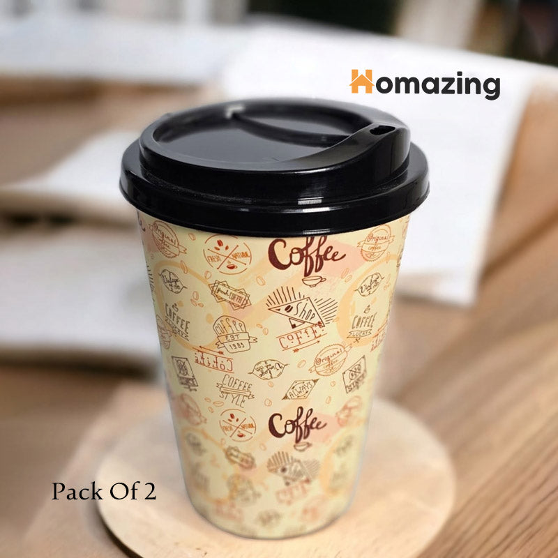 Reusable Coffee Cup With Lid Pack Of 2Pc