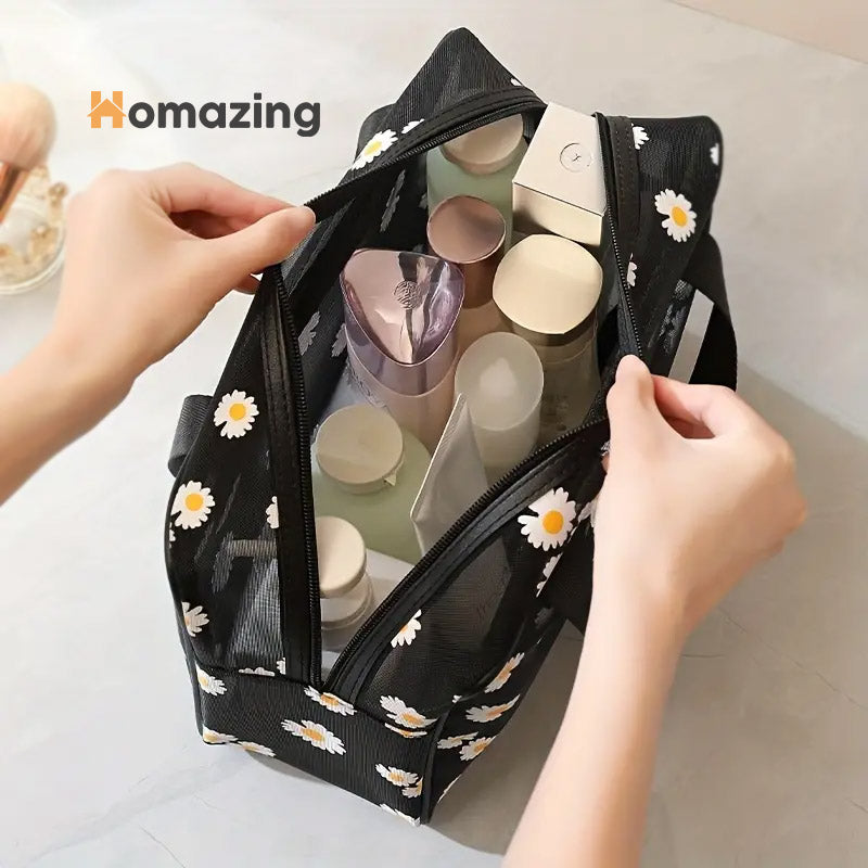 Travel Toiletry Cosmetic Mesh Bag 2Pc Set