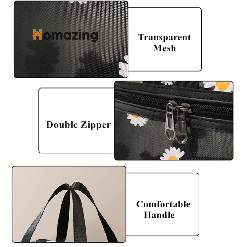Travel Toiletry Cosmetic Mesh Bag 2Pc Set