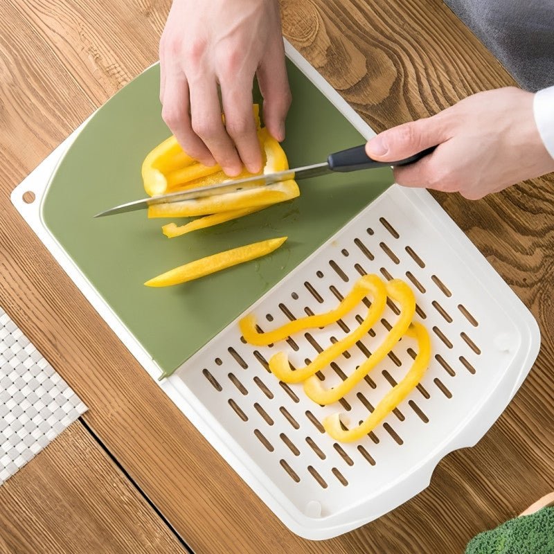 3 In 1 Plastic Chopping Board With Draining Basket & Flip Lid - Homazing