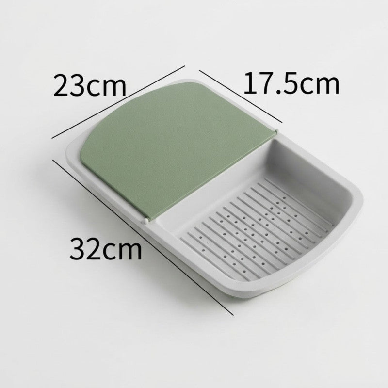 3 In 1 Plastic Chopping Board With Draining Basket & Flip Lid - Homazing