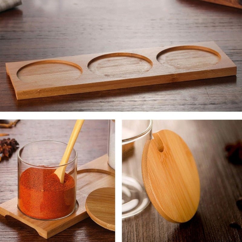 3 Piece Glass Spice Jar Set with Spoons - Homazing
